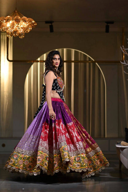 Royal Multicolor Embroidered Navratri Lehenga Choli Set
