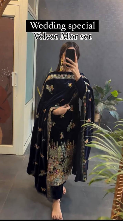 Mor Luxury Velvet Suit Festive & Wedding Wear