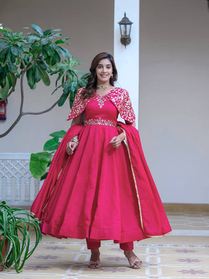 Tradition Meets Trend: Modern Gown With Work Dupatta