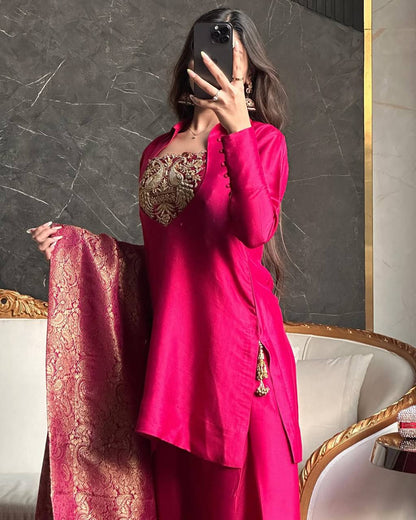 Heer Designer Party Wear Look Top With Farshi Salwar
