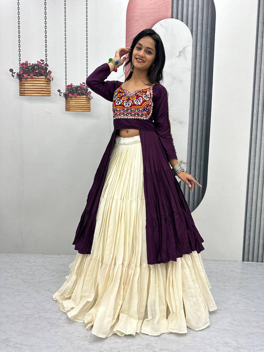 Prisha Real Mirror Work Gamathi Navratri Lehenga