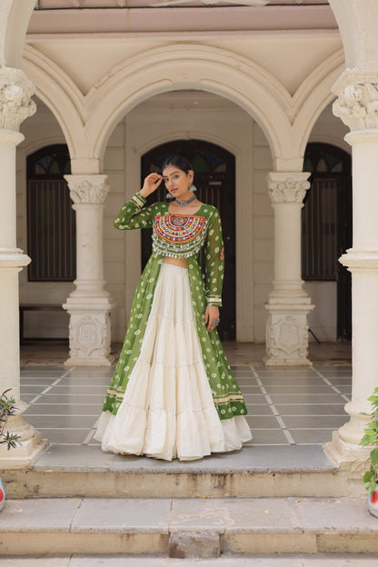 Reewa Bandhani kutchi patchework Lehenga