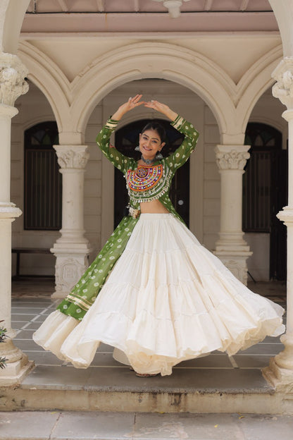 Reewa Bandhani kutchi patchework Lehenga