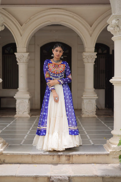 Reewa Bandhani kutchi patchework Lehenga