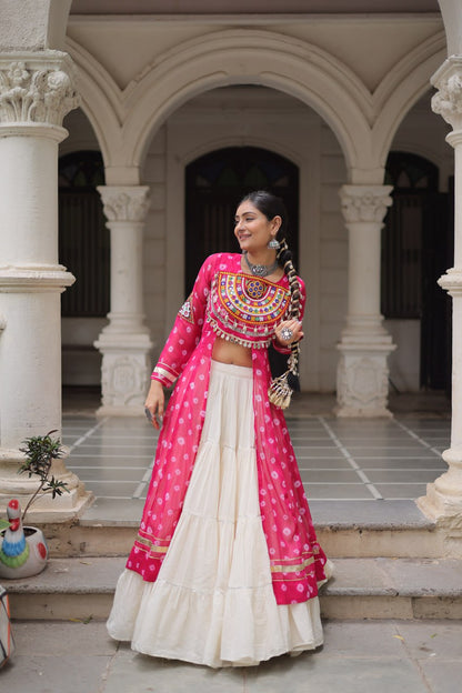 Reewa Bandhani kutchi patchework Lehenga