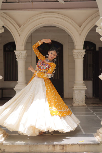 Reewa Bandhani kutchi patchework Lehenga