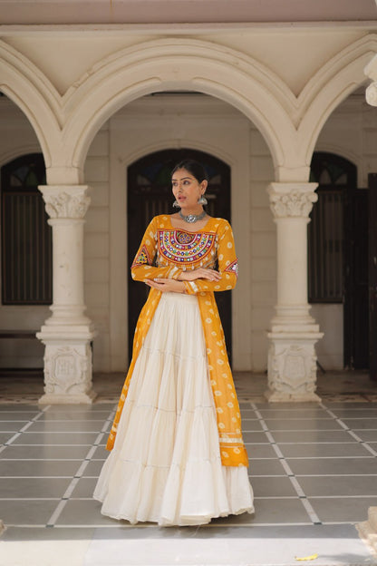 Reewa Bandhani kutchi patchework Lehenga