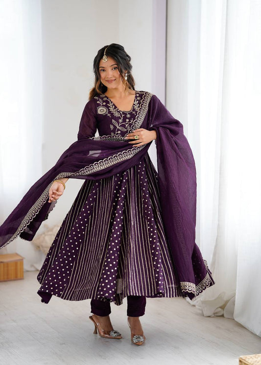 Tanvi Eleganza Crunchy Silk Anarkali Gown