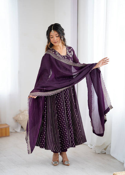 Tanvi Eleganza Crunchy Silk Anarkali Gown