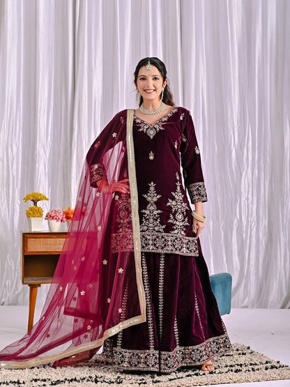 Mahira Viscous Velvet  Party Wear Sharara