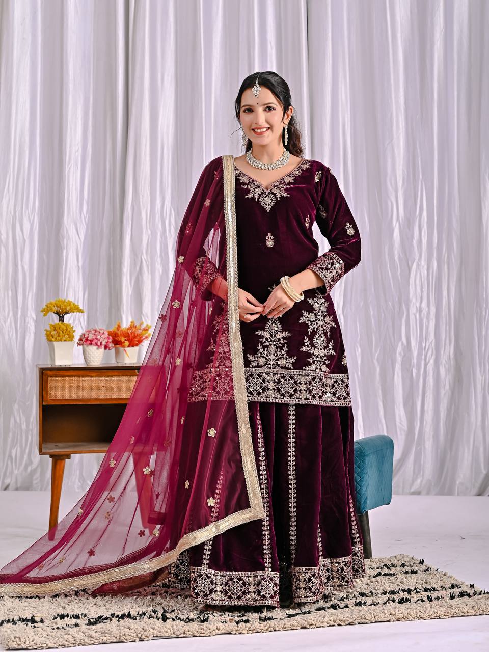 Mahira Viscous Velvet  Party Wear Sharara