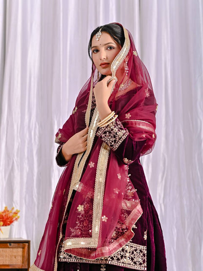 Mahira Viscous Velvet  Party Wear Sharara