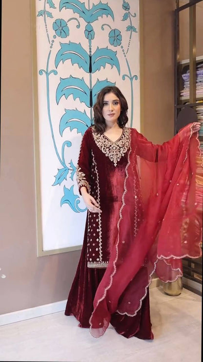 Veedu Viscous Velvet Party Wear Sharara