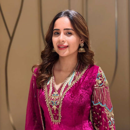 Aanya Perfection Pink Velvet Suit