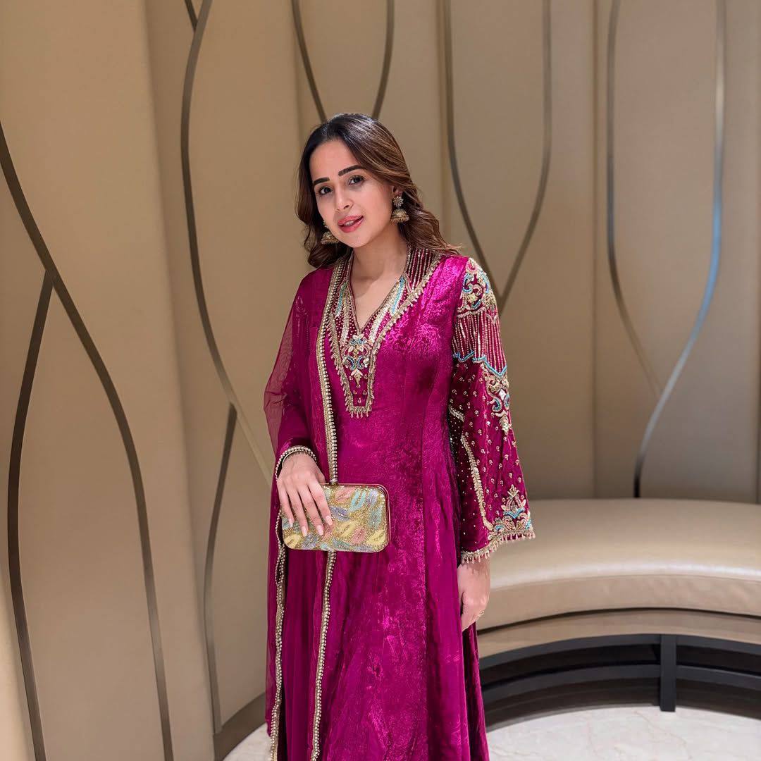 Aanya Perfection Pink Velvet Suit