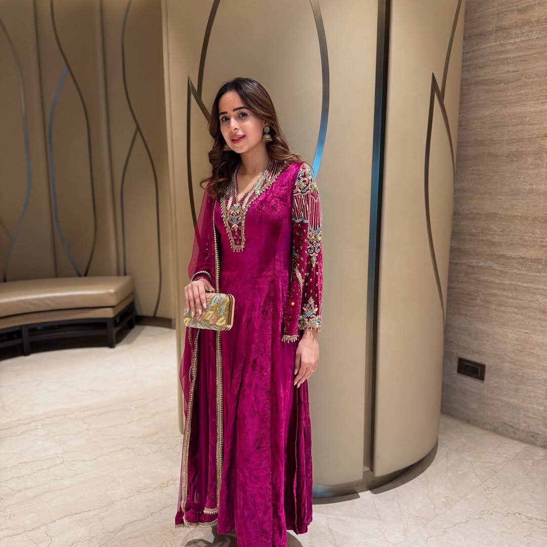 Aanya Perfection Pink Velvet Suit