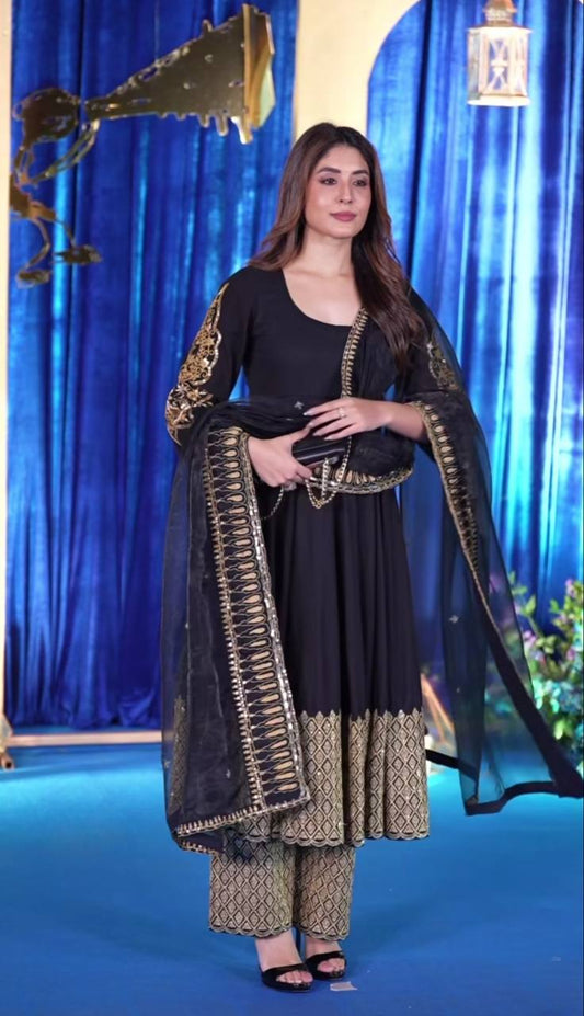 Alaxa Black Designer Fancy Anarkali Suit