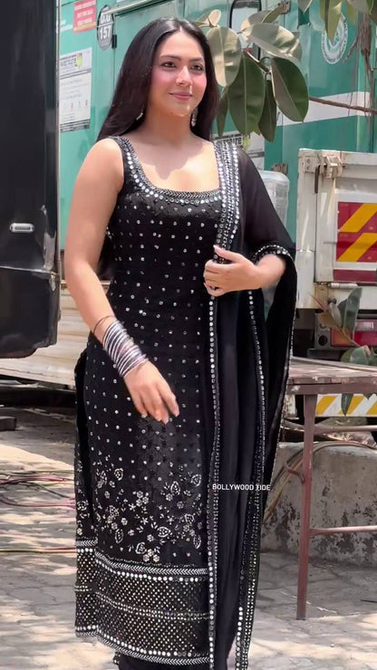 Reem's Black Premium Gorgette  Suit