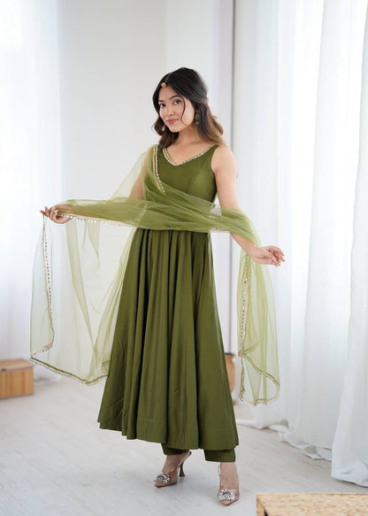 Ziyana Romansilk Chanderi Anarkali