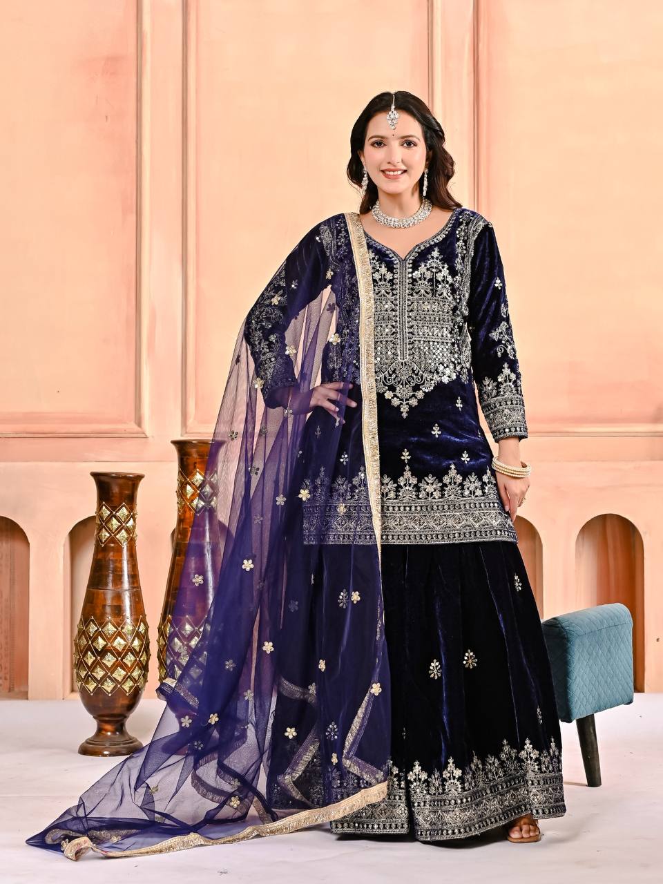 Raha Designer Party Wear Velvet Sharara