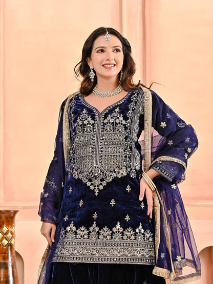 Raha Designer Party Wear Velvet Sharara