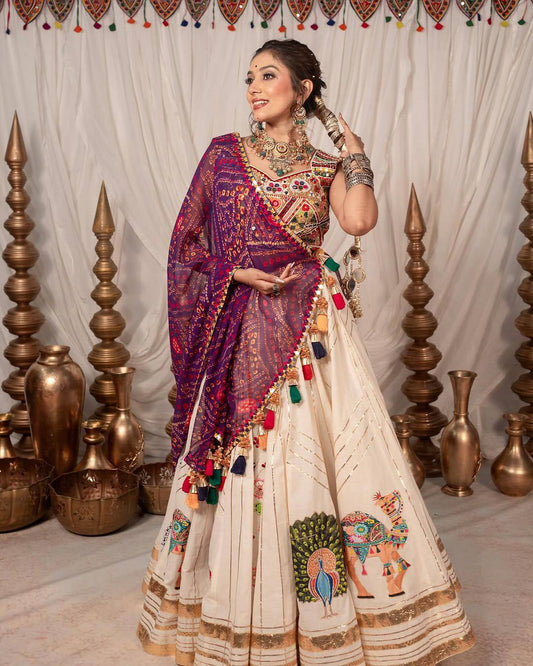 Diya Bandhani Mirror Work Chaniya Choli