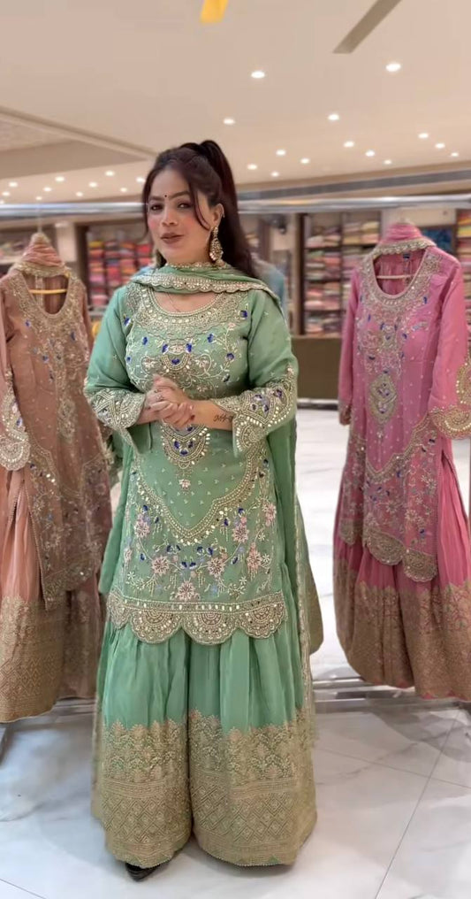 Gulnaar Luxe Heavy Embroidered Suit Set