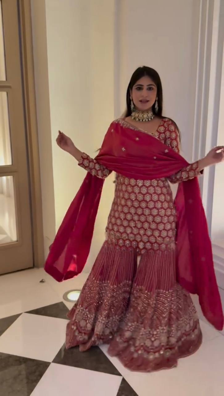 Disha Red Exclusive Crafted Sharara