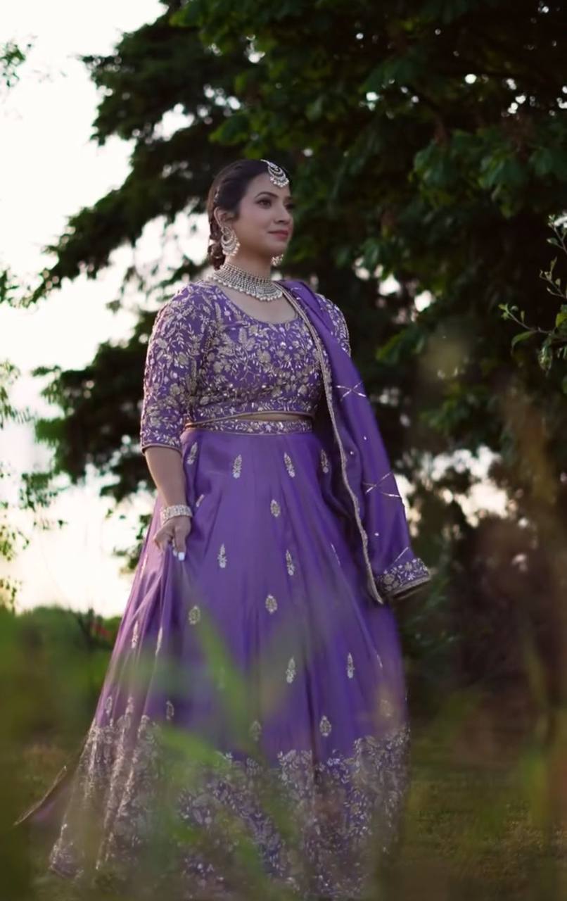 Regal Radiance Embroidery Thread & Sequence Work Chinon Lehenga Choli