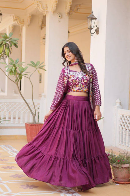 Vamika Designer Pure Chinon Festival Lehenga choli & koti