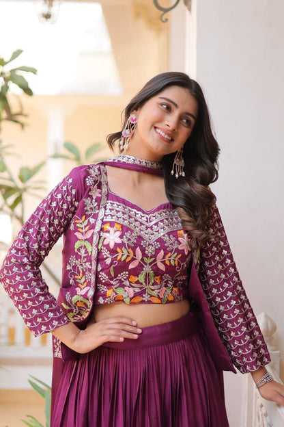 Vamika Designer Pure Chinon Festival Lehenga choli & koti