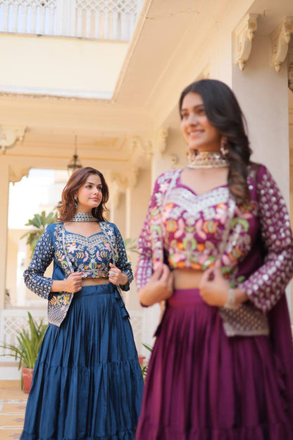 Vamika Designer Pure Chinon Festival Lehenga choli & koti
