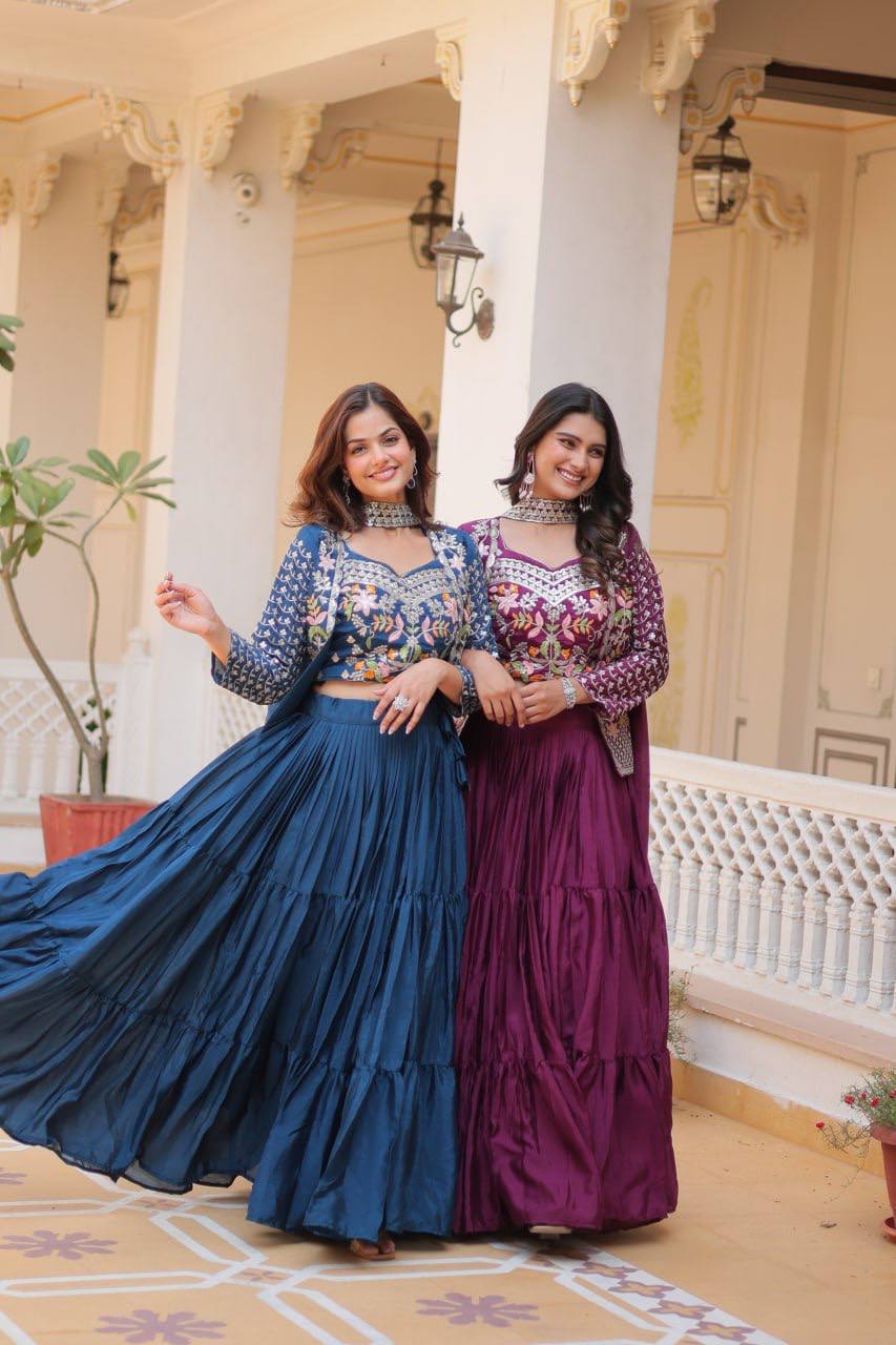 Vamika Designer Pure Chinon Festival Lehenga choli & koti
