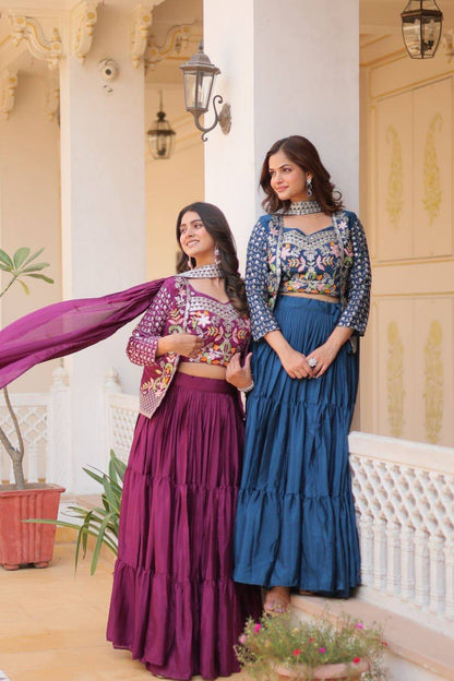 Vamika Designer Pure Chinon Festival Lehenga choli & koti