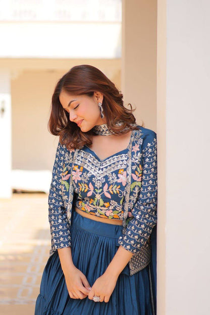 Vamika Designer Pure Chinon Festival Lehenga choli & koti
