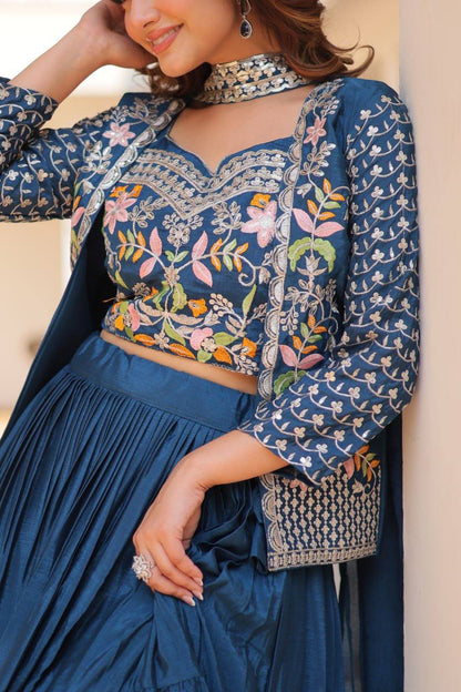Vamika Designer Pure Chinon Festival Lehenga choli & koti