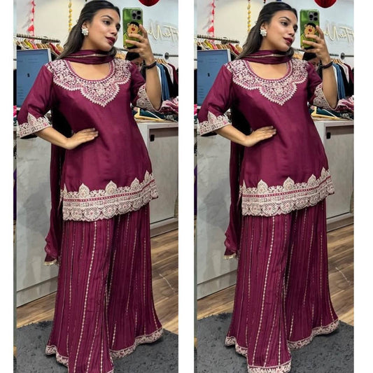 Aarya's Designer Party Wear Silk Sharara